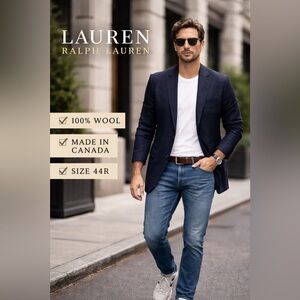 Ralph Lauren Lauren Men’s Wool Blazer 44R Navy Classic Two Button Suit Jacket